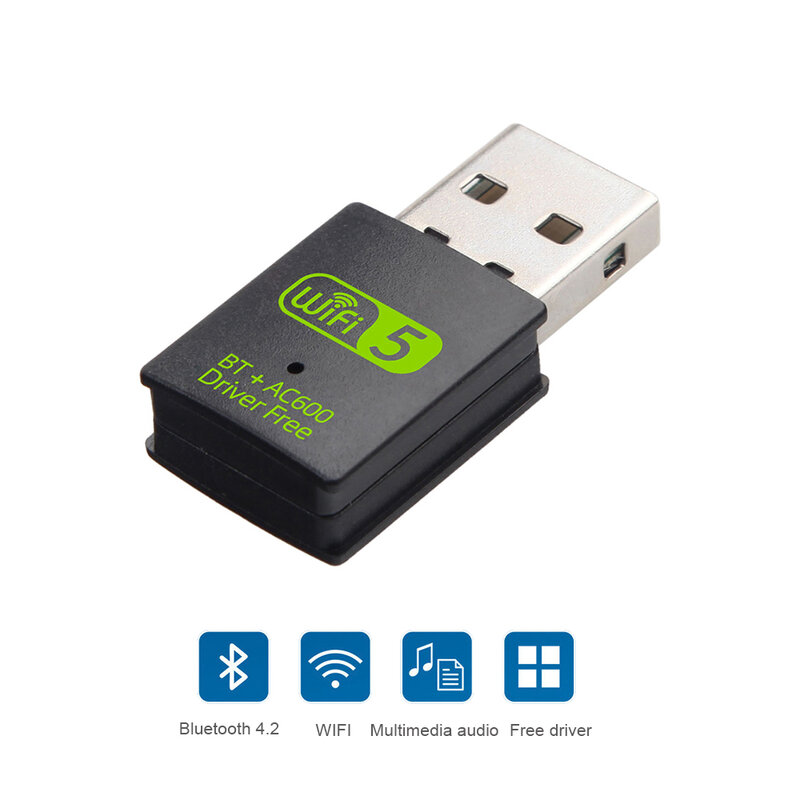 600Mbps WIFI USB อะแดปเตอร์รองรับบลูทูธไดรเวอร์ฟรี BT WiFi USB ดองเกิล Dual Band LAN Ethernet อะแดปเตอร์เครือข่าย USB การ์ด