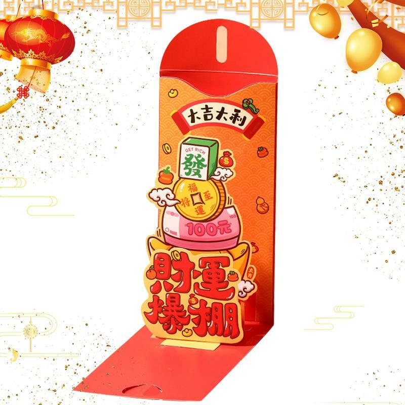 Красные конверты 3D, конверты для новогодних купюр, красные китайские конверты, креативные весенние праздничные карманы со знаком зодиака и драконом для нового года
