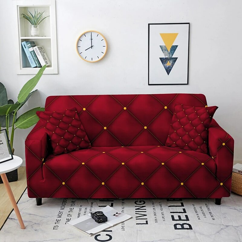 Funda de sofá elástica geométrica con estampado de cristal, cubierta de sofá seccional elástica, Protector de muebles, decoración del hogar