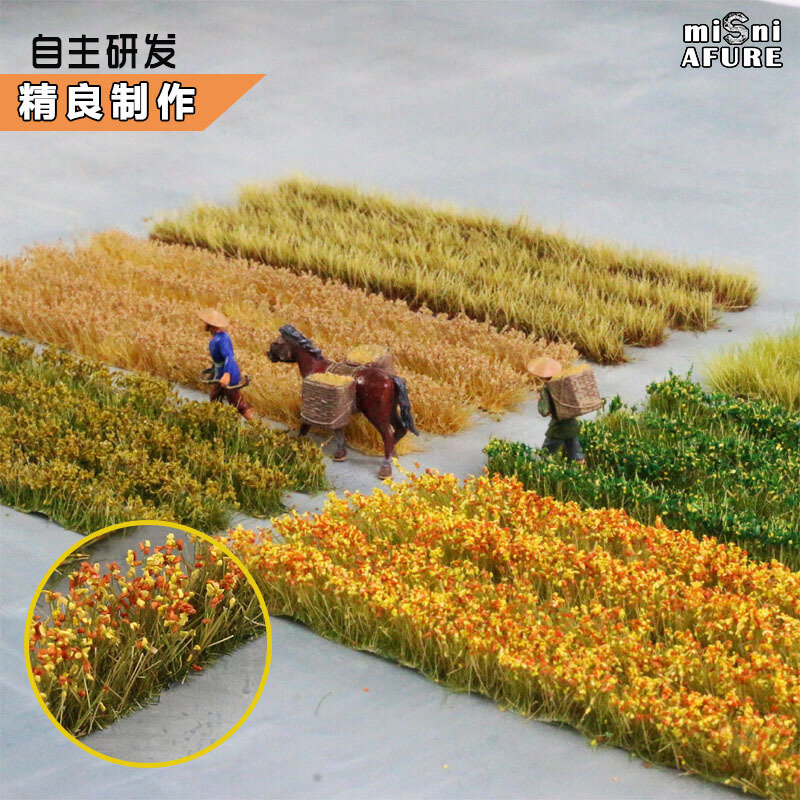 Model Meja Pasir Seri Lapangan Padi Model Adegan Rumput 1:72-1:87HO Kereta Meja Pasir Diy Mainan Bahan Lanskap Miniatur