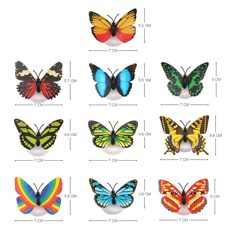 3D Butterfly LED Color Changing Night Light, Criativos, Fofos, Casa, Quarto, Mesa, Wall Decor, Quarto, Sala de estar
