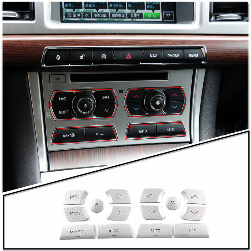 14PCS Alloy Car Center Console Air Conditioning Switch Button Stickers Decoration For Jaguar XF 2012-2015