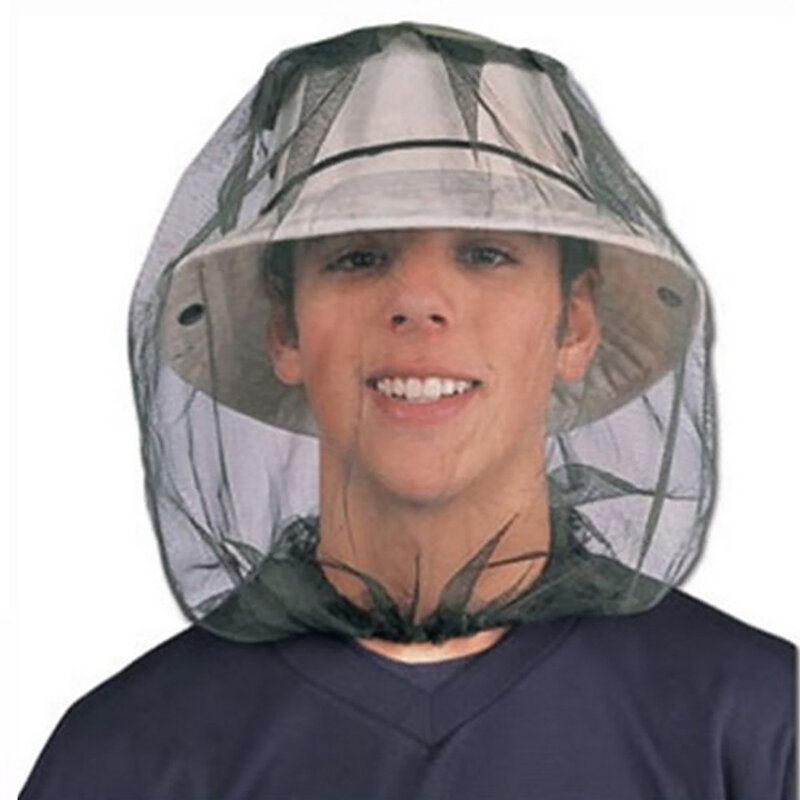OutdoorMosquito-Gorra de malla para la cabeza de apicultura, sombrero de malla a prueba de insectos, Protector facial para senderismo, Camping
