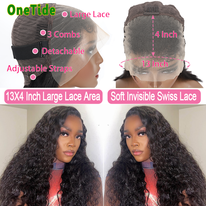 Wholesale 13x4 Lace Frontal Human Hair Wigs Deep Wave Brazilian Remy Human Hair Lace Front Human Hair Wigs For Women 180 Density