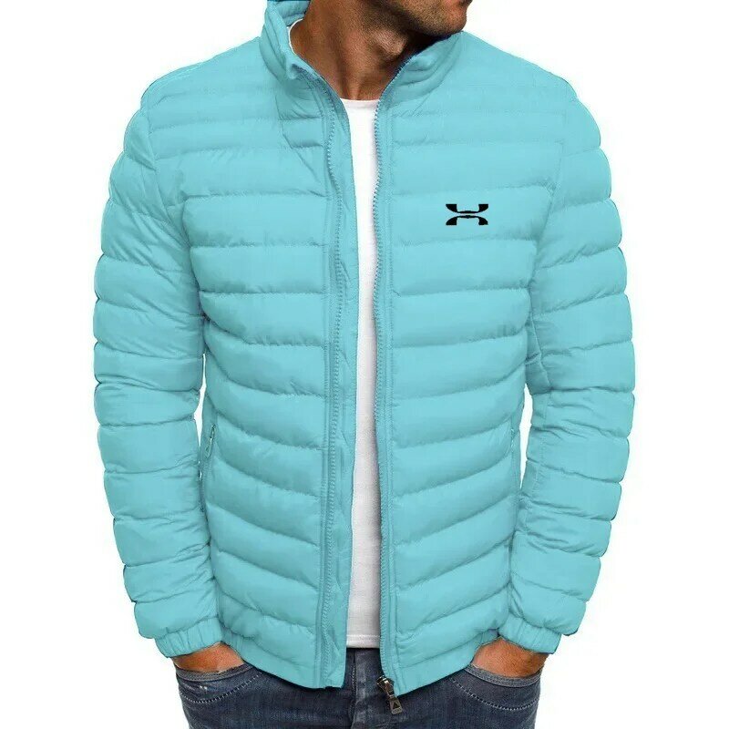 Jaqueta justa masculina com gola em pé, parka quente, casaco de beisebol casual, moda de rua, inverno, 2023