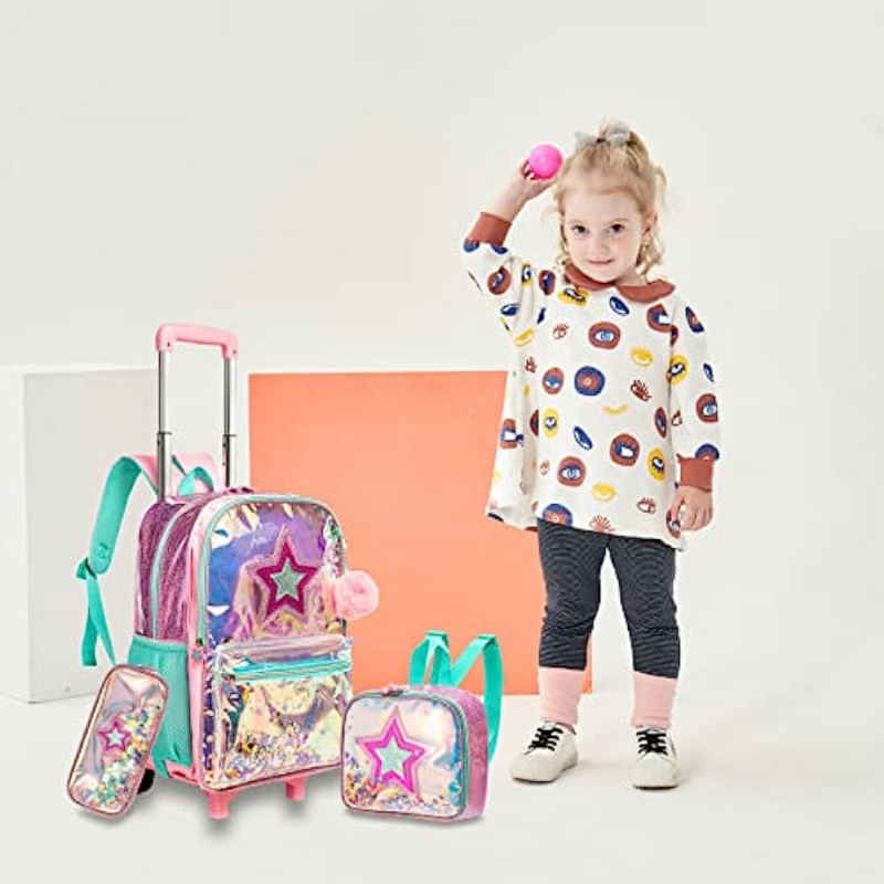 BIKAB 3 шт., рюкзаки для девочек, Детский рюкзак с колесами, школьные сумки, багажные сумки