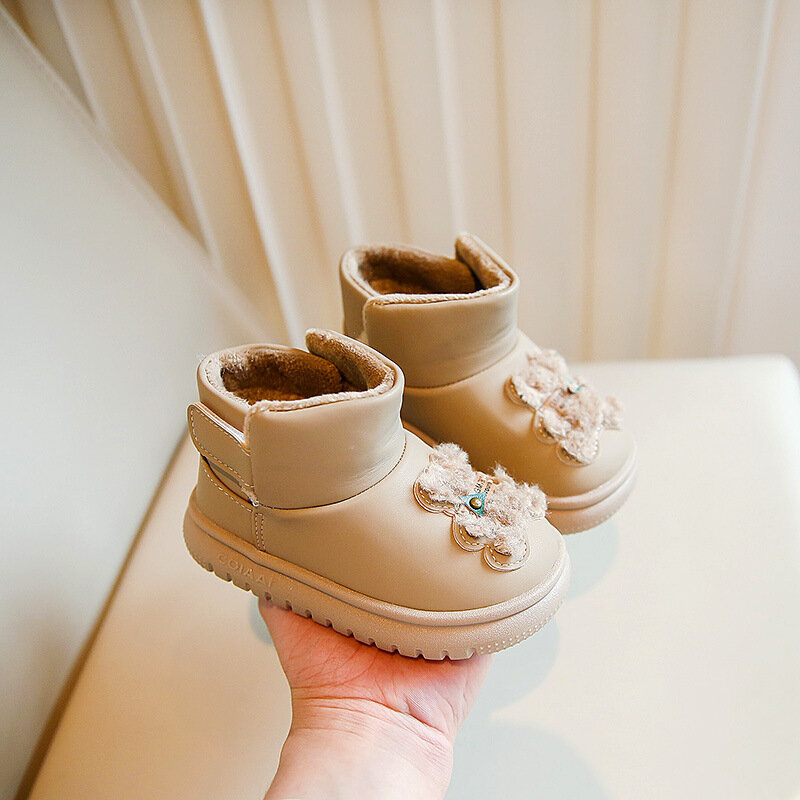 Botas de neve antiderrapantes para crianças, Botas de tornozelo antiderrapantes para menino e menina, Sapatos de algodão quente, Sapato infantil bonito, Inverno