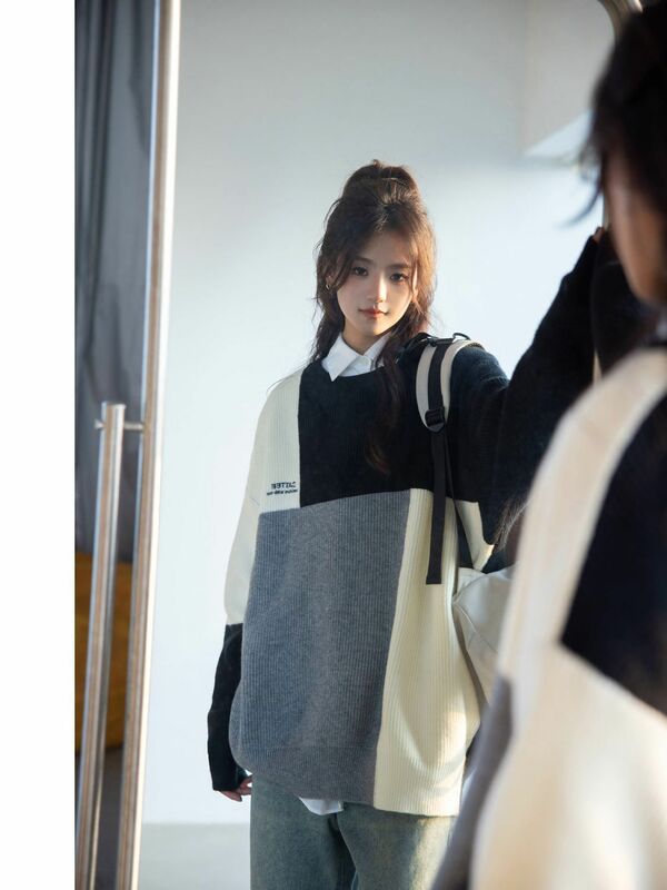 Maglioni lavorati a maglia donna moda coreana maglione Vintage donna Harajuku maglieria Casual inverno