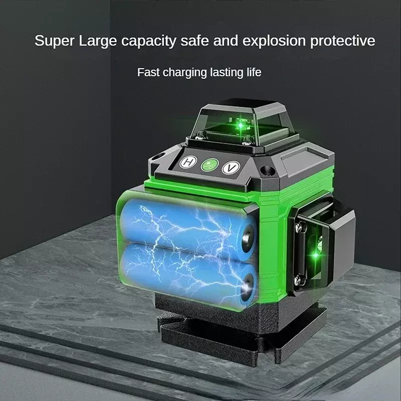 Самовыравнивающийся лазерный уровень высокой точности на 360 °, инструмент с аккумулятором 3000 мАч, мощный зеленый лазерный 3D/4D 12/16 линий лазерный Vert