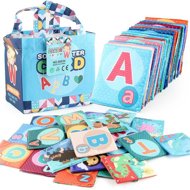 부드러운 알파벳 카드, ABC 학습 장난감, 어린이 카드, 세척 가능한 부드러운 편지 장난감, 0 세 이상 남아 여아, 26 개