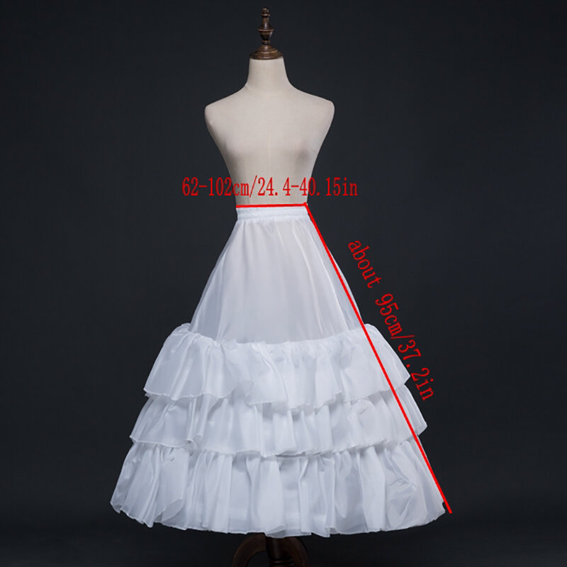Rok simpai bentuk penuh, rok Dalaman gaun bola lapisan lipit untuk gaun pernikahan pinggang dapat disesuaikan