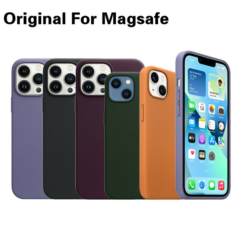 Custodia in pelle originale per Magsafe iPhone 13 Pro Max 13 Mini custodia magnetica per animazione di ricarica Wireless per iPhone 12 Pro Max