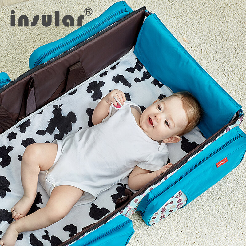 New Multi-functional Folding Crib With Mosquito Net Messenger Large-capacity Mommy Bag Mother And Baby Outing Bag