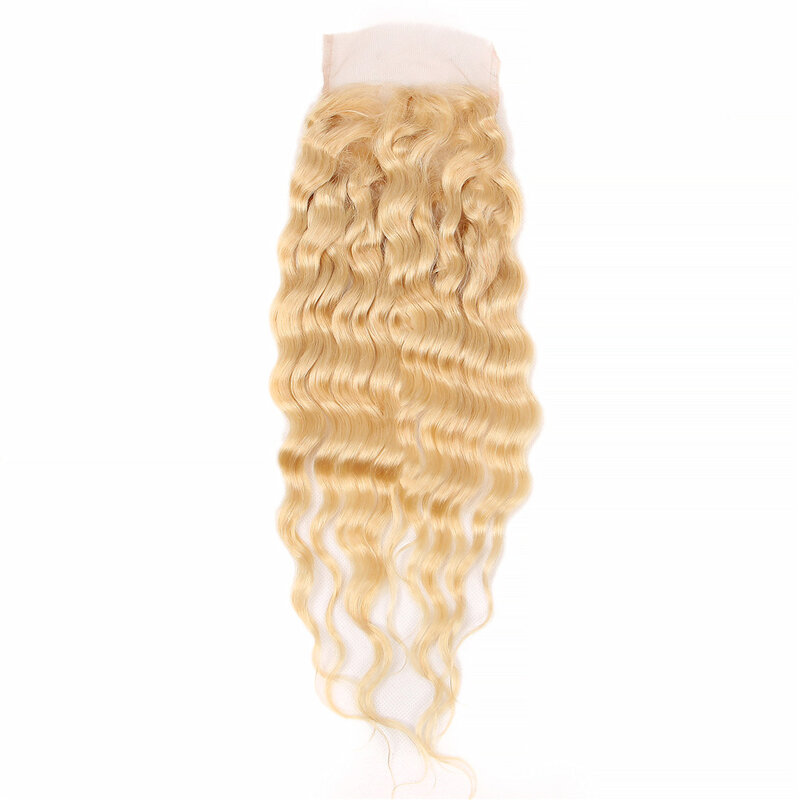613 blonde Wasserwellen verschluss 4x4 Spitzen verschluss frei Teil transparente Schweizer Spitze Dichte brasilia nisches Remy Haar für Frauen