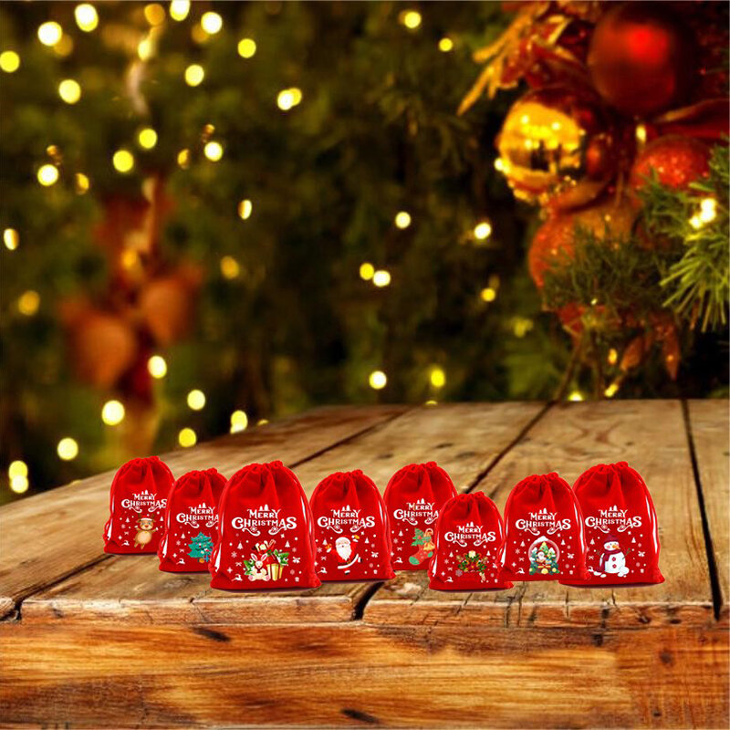 1 pz decorazioni natalizie vigilia di natale sacchetti regalo in tessuto Non tessuto sacchetti di mele tenuti in mano da vecchio caramelle piccoli sacchetti di imballaggio regalo