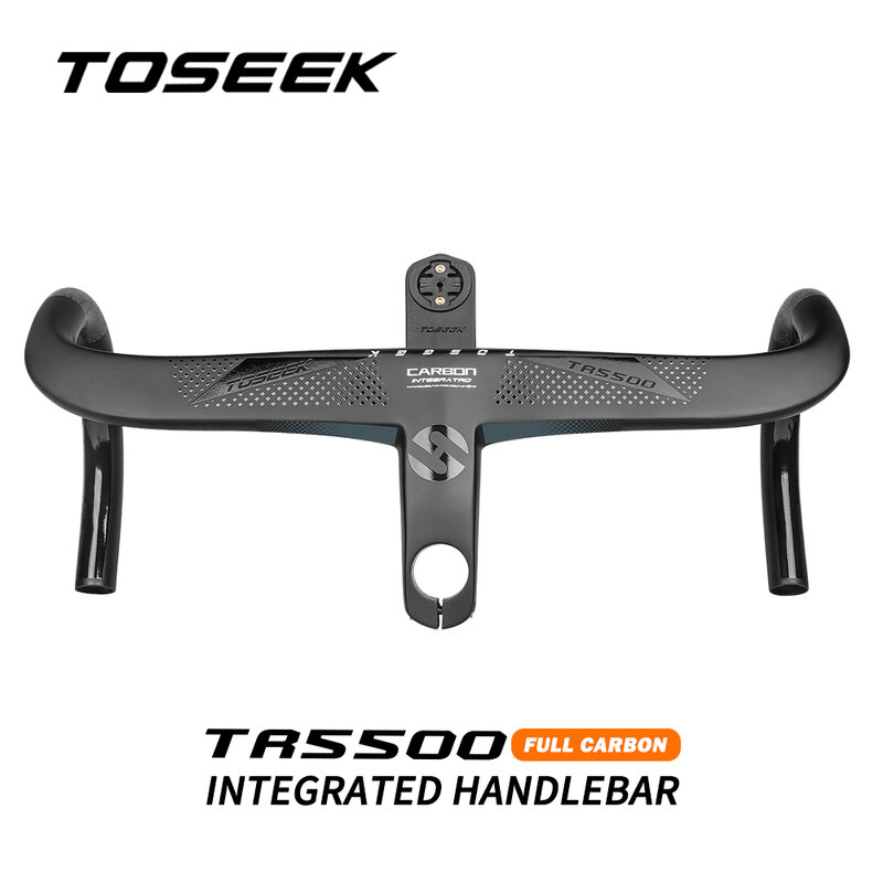 TOSEEK-Manillar de bicicleta TR5500 t800, de carbono, integrado, de carretera, 28,6mm, con soporte para ordenador de bicicleta