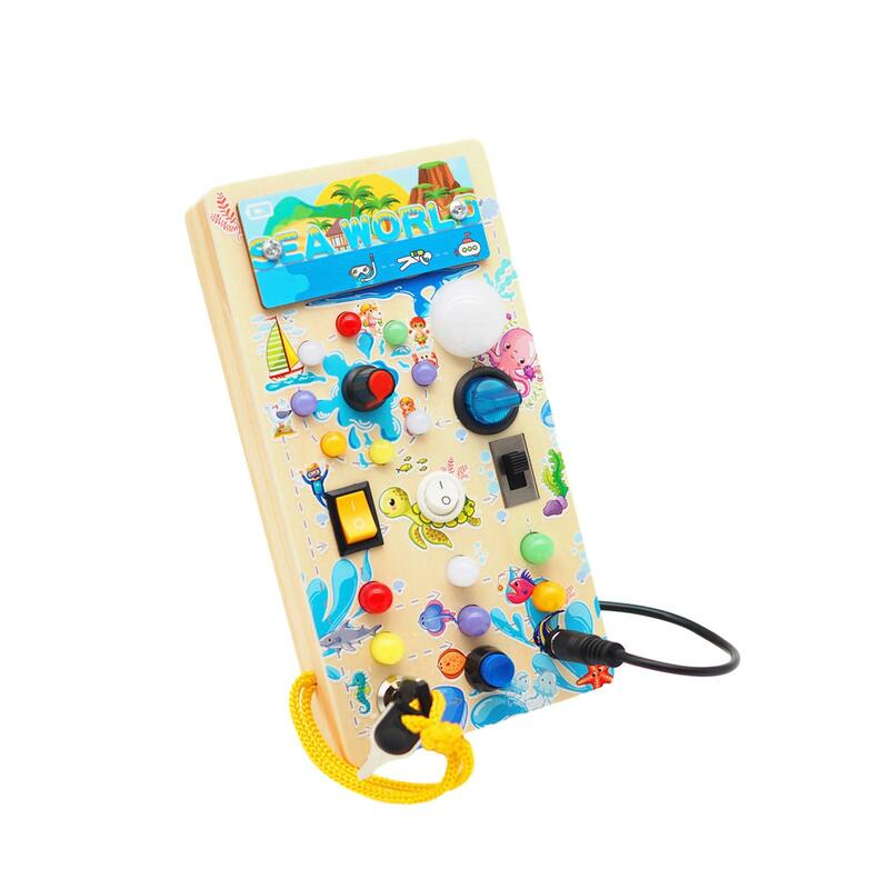 Switch Busy Board Developmental Teaching Aids Baby Activity Button Toy for Travel Nursery Preschool Kindergarten Birthday Gifts