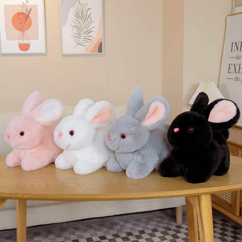 1 szt. Lalka-królik puszysty królik pluszowa zabawka realistyczna lalka króliczek miękka wypchane zwierzę zawieszka prezent urodzinowy dla dzieci