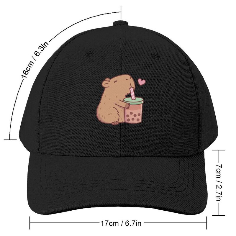 Cute Capybara Loves Bubble Tea Baseball Cap Golf Hat Man Fishing cap Boy Child Women's