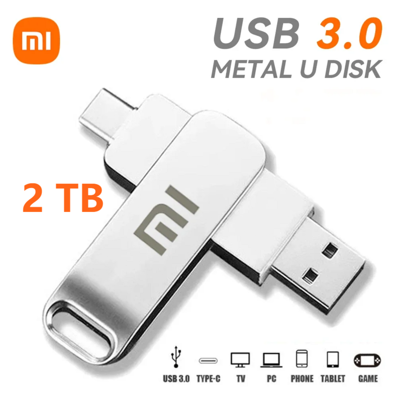 Xiaomi MINI 2TB แฟลชไดรฟ์ USB โลหะ3.0 1TB ไดรฟ์ปากกาความเร็วสูงเมมโมรีสติ๊ก4TB U Disk pendrive USB 3.0 Memory
