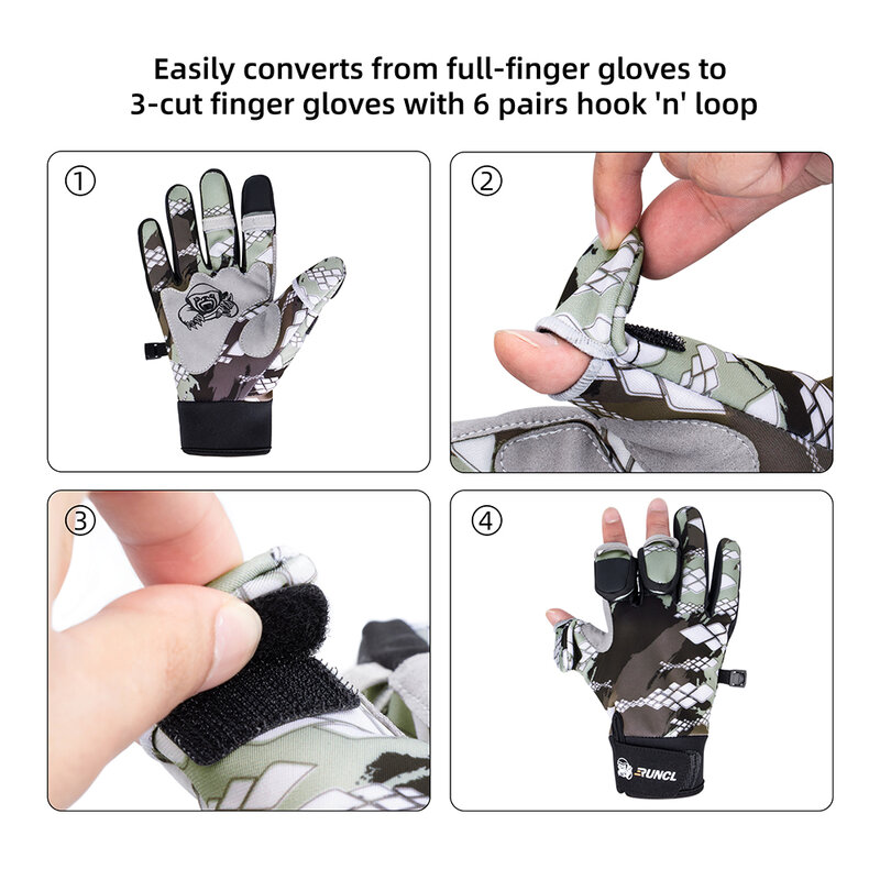 RUNCL Sport Winter Fishing Gloves 1Pair/Lot 3 Half-Finger Breathable Leather Gloves Neoprene & PU Fishing Equipment