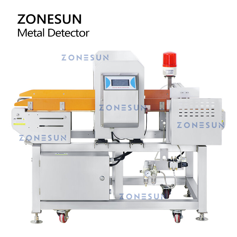 ZONESUN ZS-MD1 Metal Detector Checker sicurezza alimentare ferroso acciaio non ferroso impurità rifiutato processo di produzione del bidone di rifiuto