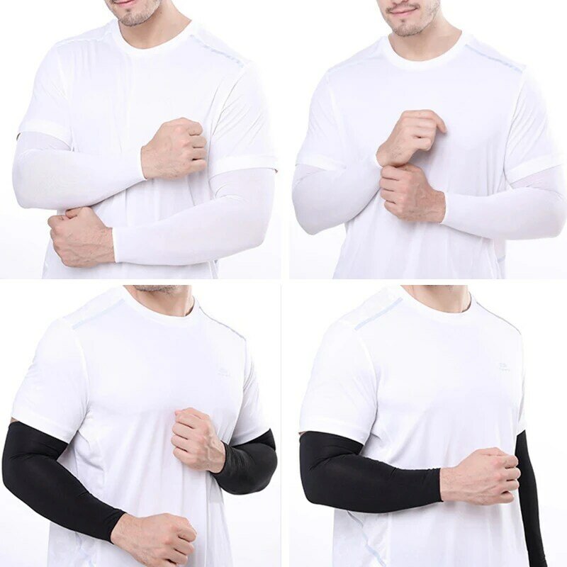 Manchons de bras de refroidissement de protection UV, couvre-bras de protection solaire, chauffe-bras de sport, tissu de glace, course à pied, cyclisme, extérieur, été, 1 paire