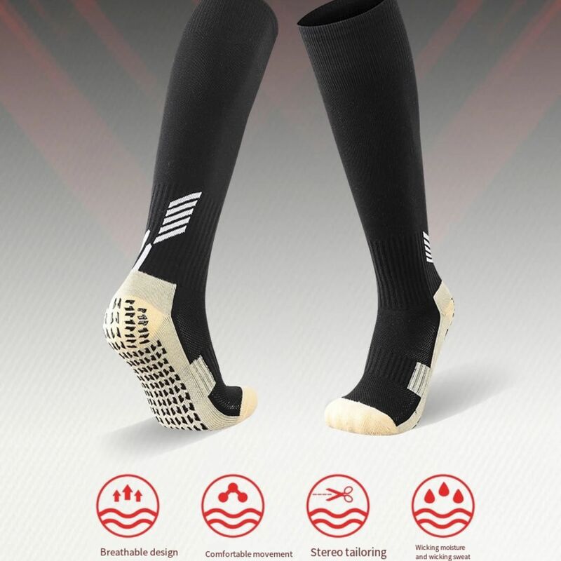 Calzini da calcio antiscivolo da calcio lunghi adesivi addensati fondo asciugamano gamba alta sport per calze da uomo e da bambino