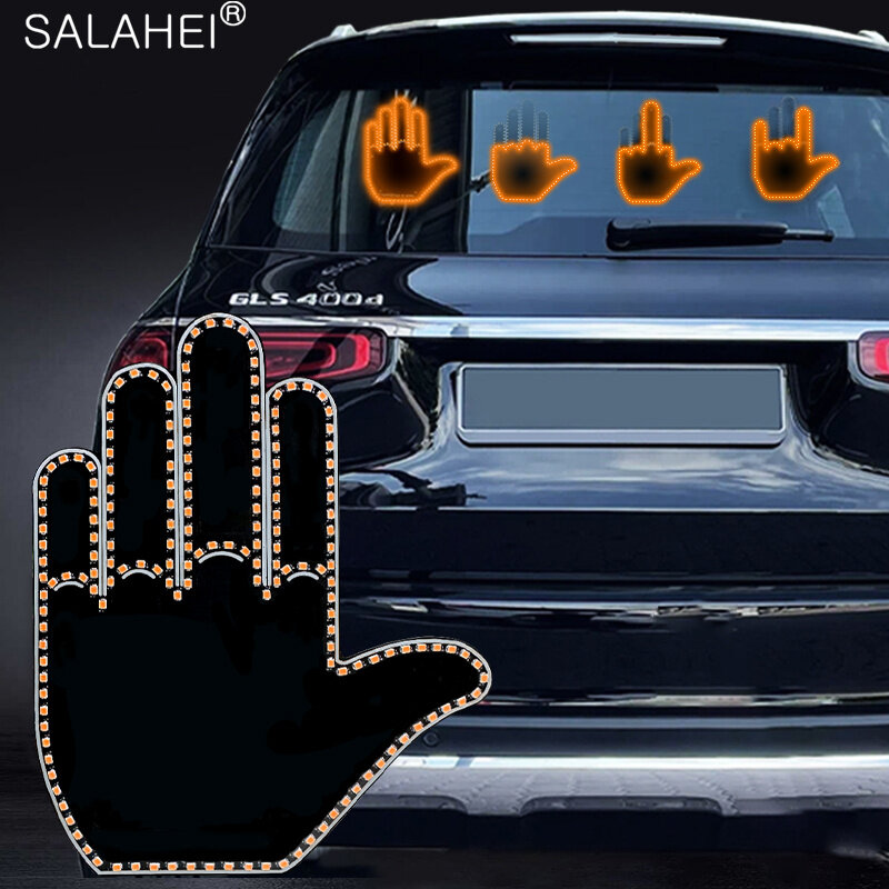 مصباح يد بإصبع ليد متوسط الإصبع ، إضاءة داخلية للسيارة ، زجاج خلفي ، جهاز تحكم عن بعد ، رائع ، مضحك