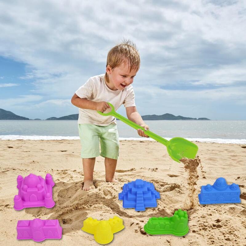 창의적인 성 모래 점토 금형 빌딩 피라미드 게임 장난감, 샌드캐슬 해변 상호 작용 재미있는 목욕 모래, U5K4, 세트당 6 개