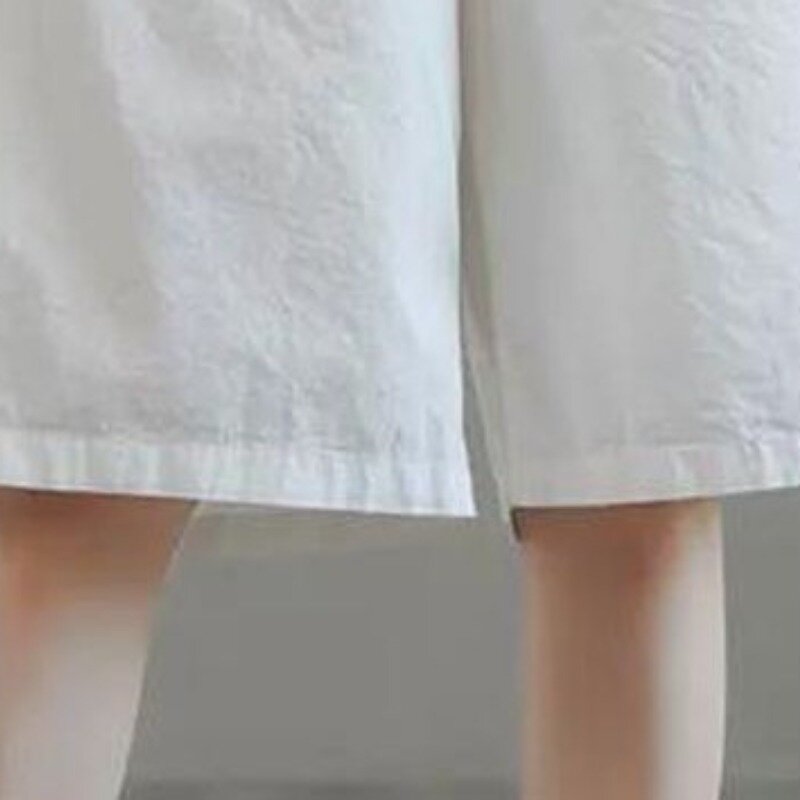 Damen Sommer neue gespleißte elastische Taille Mode einfarbige Tasche lose und vielseitig abnehmen reine Baumwolle Shorts