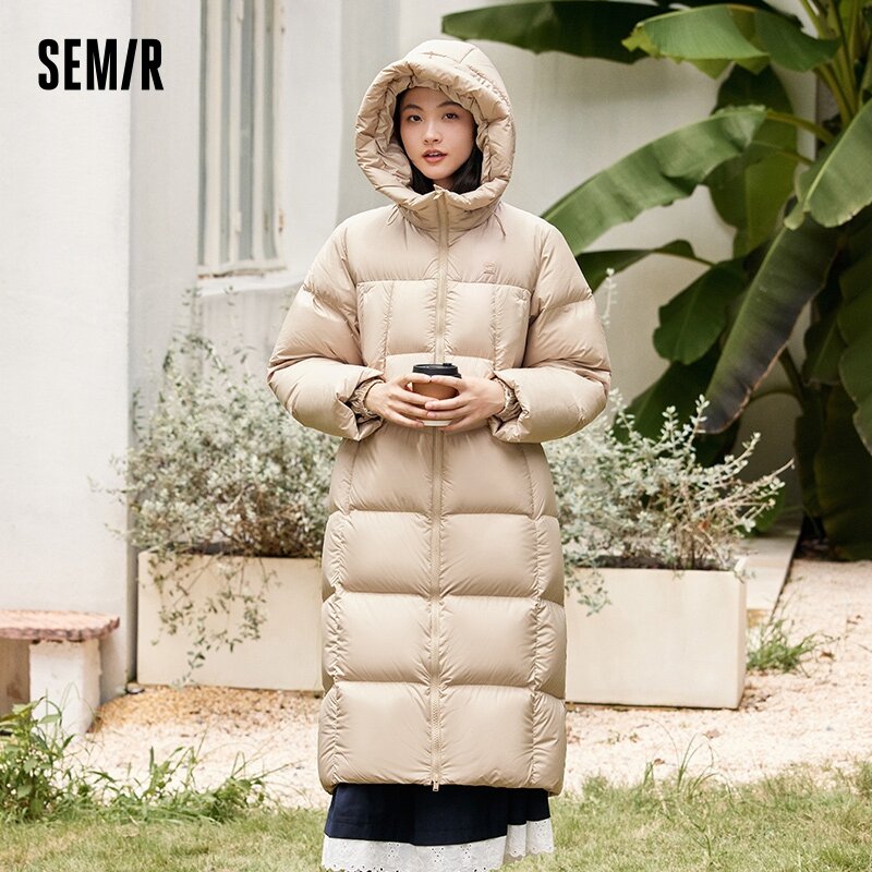 여성용 세미 다운 재킷, 루즈 방수 후드 재킷, 길고 따뜻한 2023, 겨울 신상