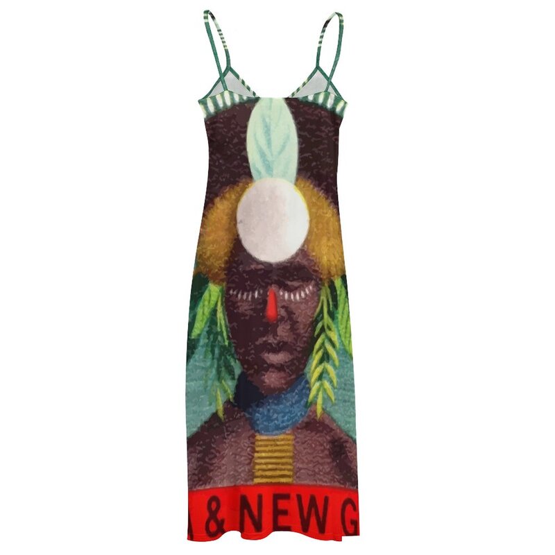 Vestido de mujer sin mangas con estampado postal 20c, traje femenino con estampado de Nueva Guinea, 1968