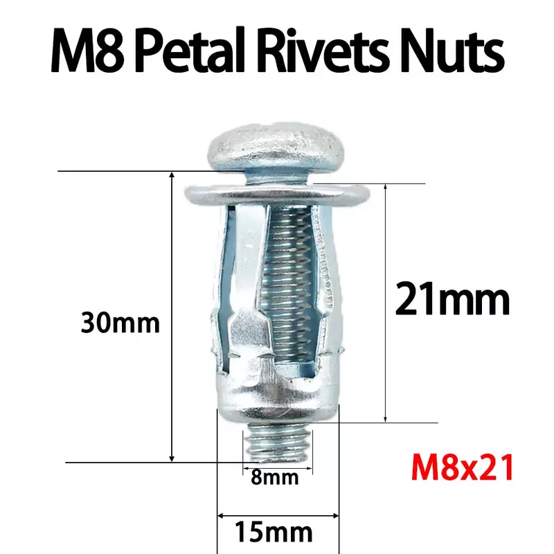 Petal Shape Metal Rivet Nut Kit, Expansão ScrewNut, Molly Jack Rivnut, Placa Fix Panel Clamp, Bloqueio RivetNut, M4, M5, M6, M8