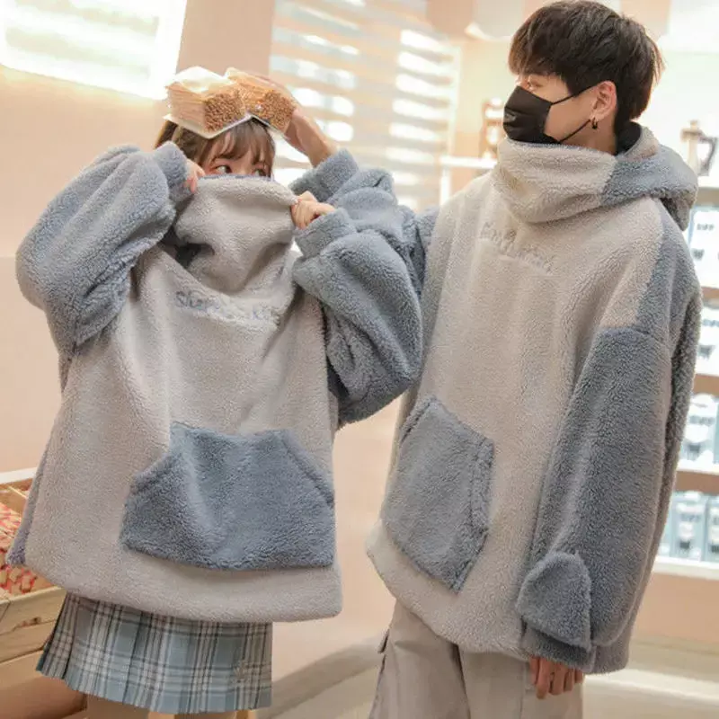 Mingliusili kawaii forma de tubarão hoodie para mulher bonito e engraçado casaco coreano moda solta all-match oversized engrossar hoodie