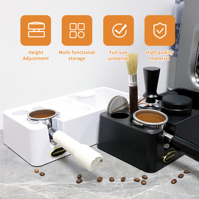 Espresso Knock Box Coffee Tamping Station, Portafilter Holder, Droeler Puck Screen, T1, 51mm, 54mm, 58mm, ABS Barista Maker Tools