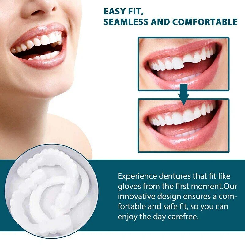 Adjustable Denture Teeth Set, Instant Smiling Veneer, Temporary Resin Braces, Whitening Tooth
