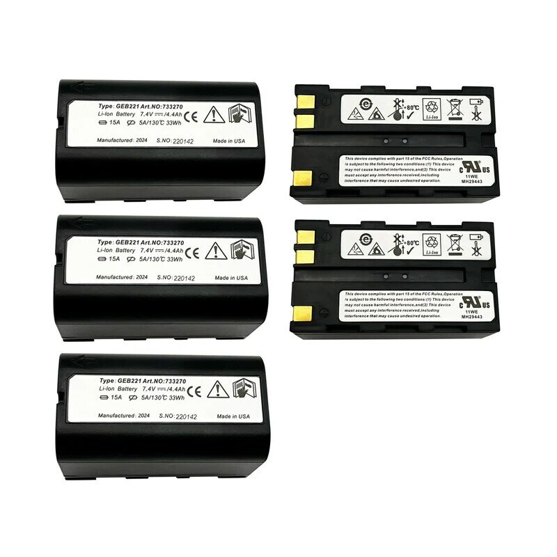 5PCS GEB221 Li-ion Battery For Leica TS02 TS06 TS09 TPS1200 ATX1200 Series Surveying Total Station 4400mAh 7.4V ​GPS Battery