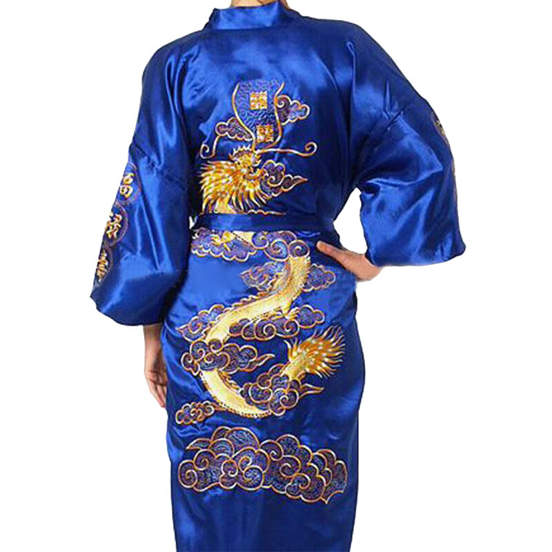 Шелковый банный халат с китайским драконом для мужчин, элегантный Атласный халат для сна, M 2XL, стильный и удобный, несколько цветов