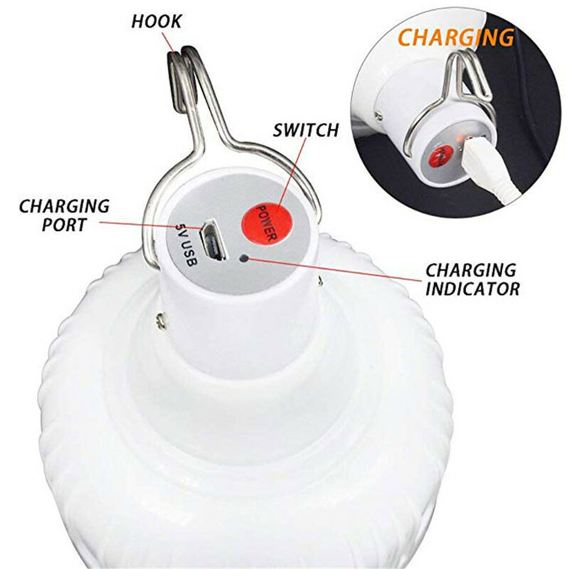 Portable Emergency Lights Hook Outdoor USB Rechargeable Mobile LED Lamp Bulbs Fishing Camping Patio Porch Garden Lighting 200W