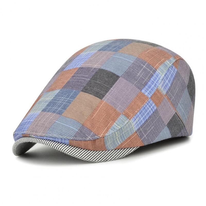 Sun Protection Hat Colorful Plaid Women's Newsboy Hat with Adjustable Uv Protection for Spring Summer Outdoor Activities