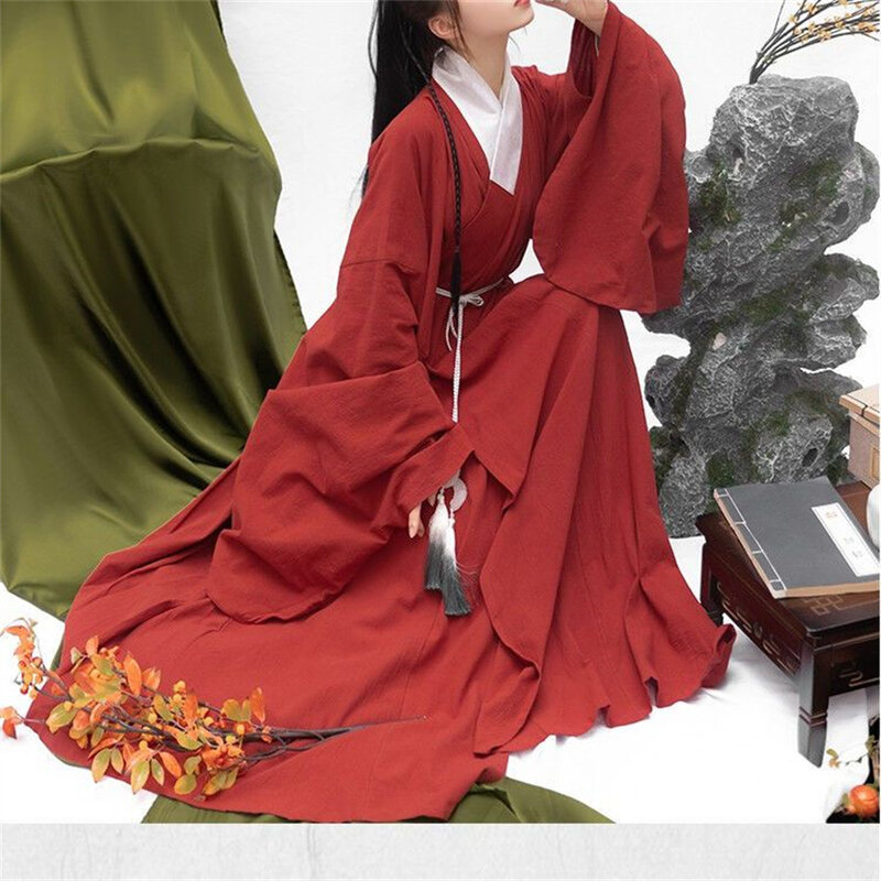 Chinese Hanfu Dress Cosplay Costume  Ancient Traditional Hanfu Dress Song Dynasty Hanfu Green Red Dress Unisex Hanfu Suit