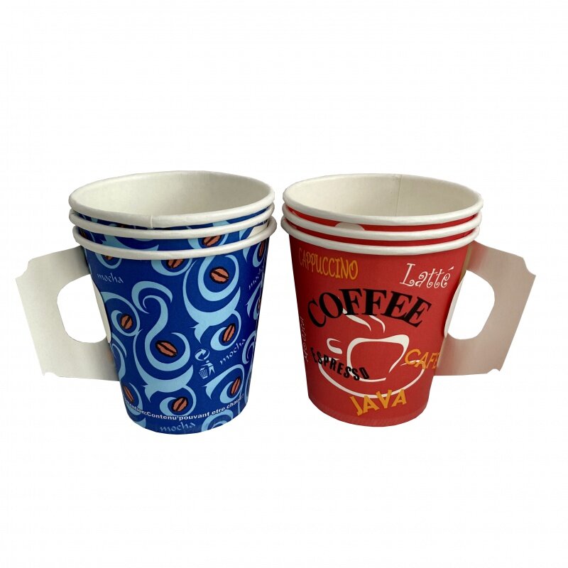 Kunden spezifisches Produkt4oz/7oz/9oz Einweg-Pappbecher kunden spezifische heiße Kaffee-Pappbecher mit Griff und Deckel