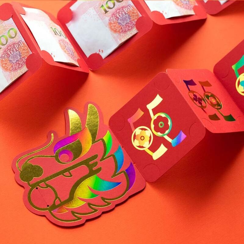 Artykuły biurowe składana czerwona koperta pieniądze torba do pakowania przyjęcie zaproszenie chiński noworoczne dekoracje kartka z życzeniami