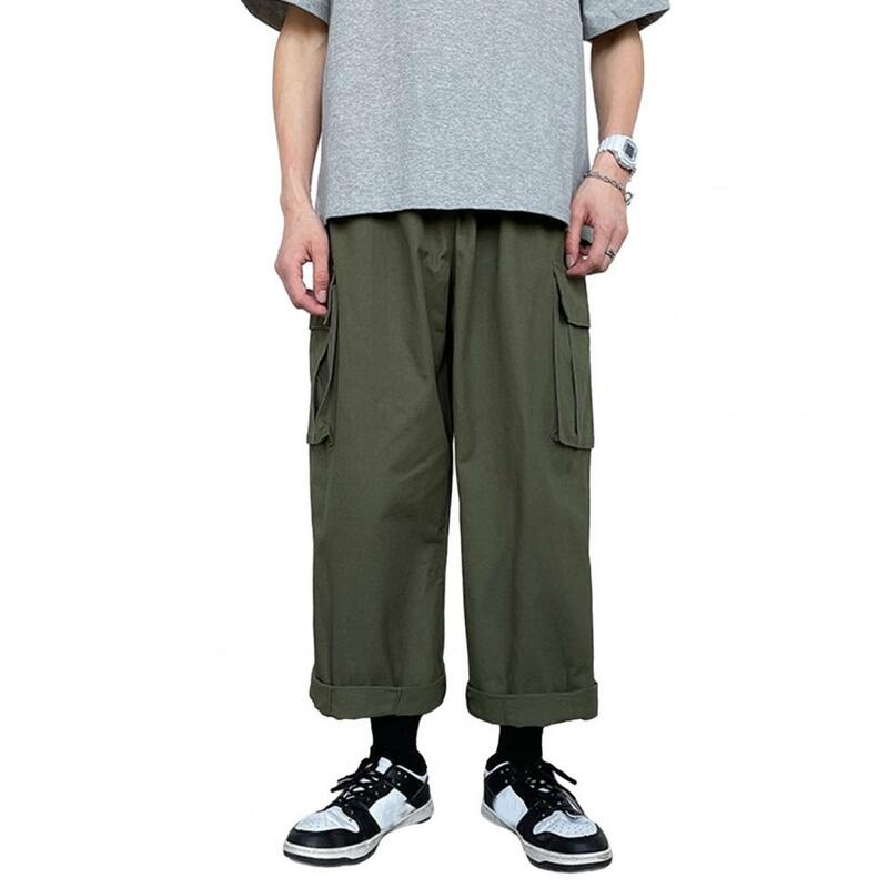 Pantalon cargo coréen pour hommes avec poches, jogging Hip Hop, streetwear à la mode, pantalon de survêtement à longueur de rinçage