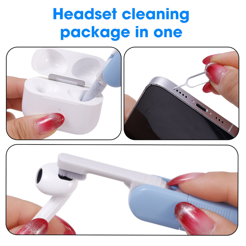 Kit de cepillo limpiador de auriculares 5 en 1, punta de esponja suave para AirPods Pro 1 2, auriculares Bluetooth, cepillo de limpieza para teclado de iPhone y portátil