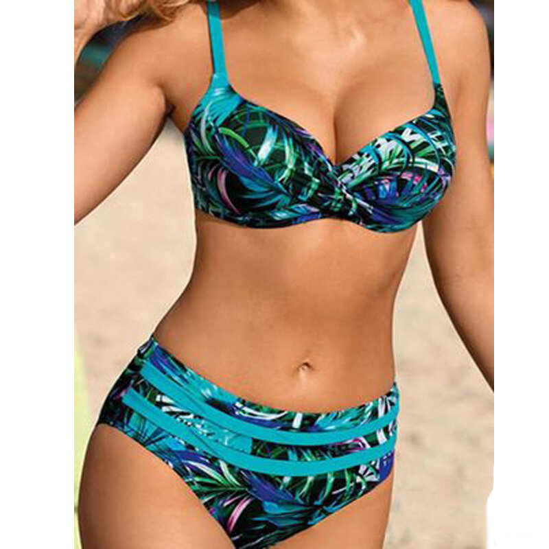 Letnie Bikini damskie stroje kąpielowe z wysokim stanem i damski strój kąpielowy Push Up 2024 kostium kąpielowy Bikini zestaw strój kąpielowy na plażę
