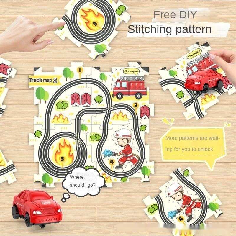 DIYChildren Fun Rail Car Building Toys  Play Building Educational Puzzle Board Play Road Signs Montessori Toy Gift New