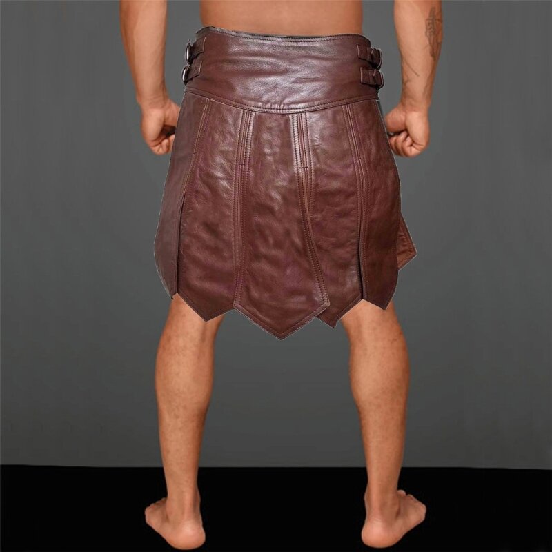 Средневековая юбка из искусственной кожи в стиле панк с поясом и кистями, широкая юбка с поясом, гладиаторская боевая юбка для