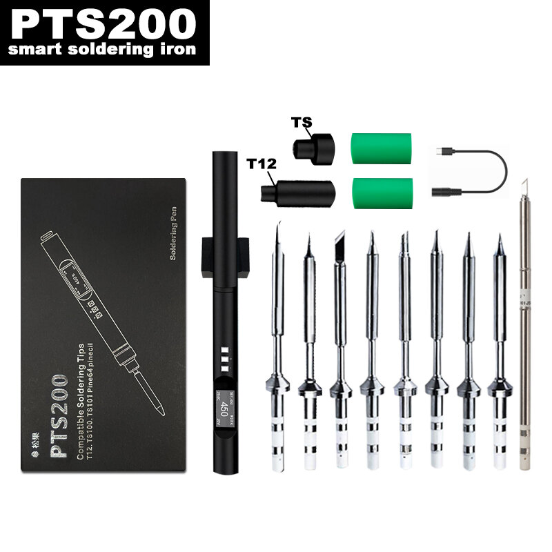 PTS200 Electric Soldering Iron Smart Mini Portable 100W Fast Heating Soldering Station Universal T12/TS101/TS100 Tip